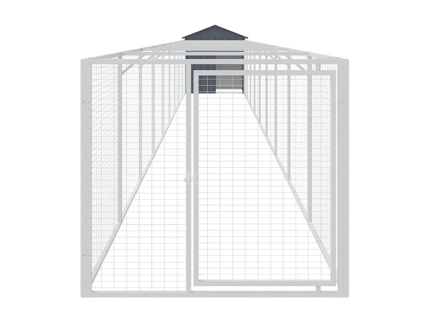 Caseta perros con tejado acero galvanizado gris 117x1017x123 cm