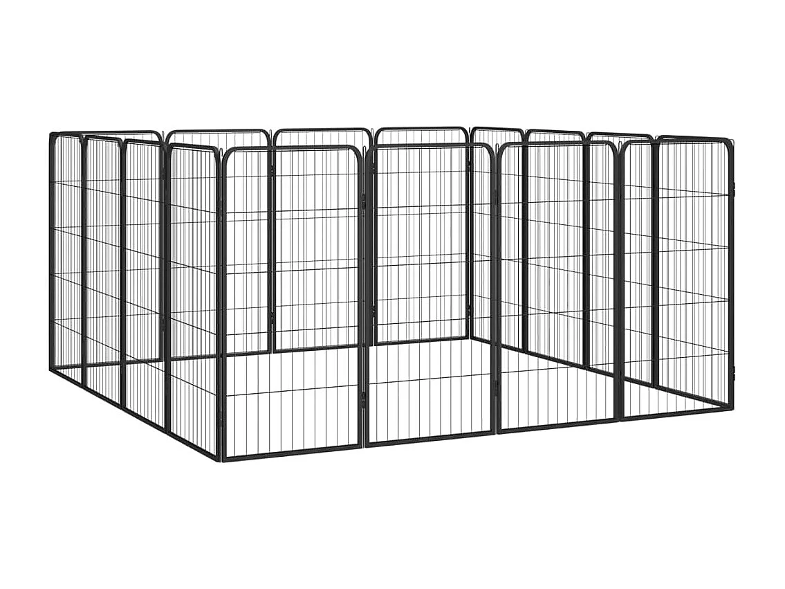 Jaula perros 16 paneles acero recubierto polvo negro 50x100 cm