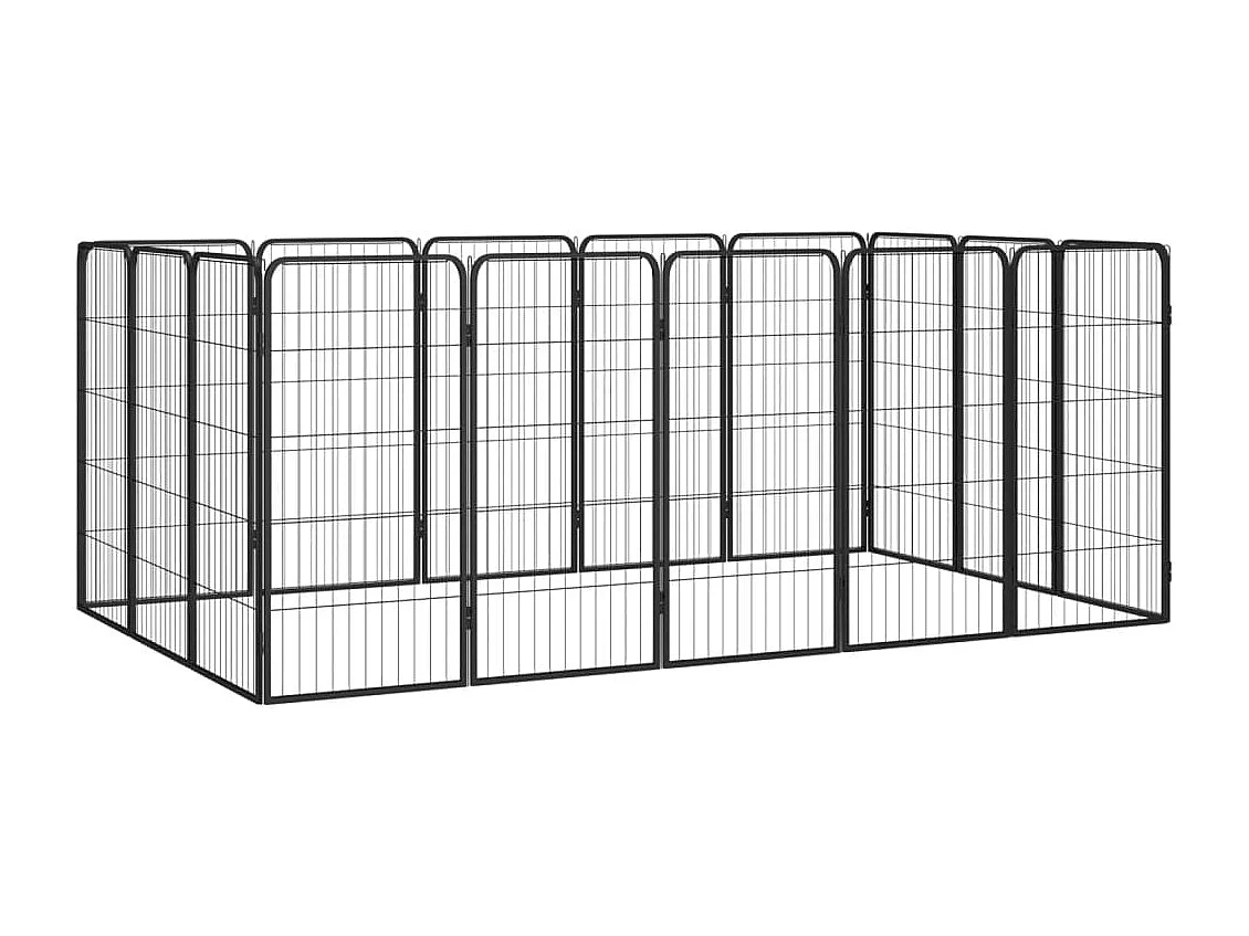 Parc pour chien 16 panneaux Noir 50x100cm Acier enduit de poudre
