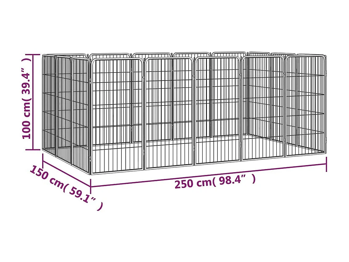 Parc pour chien 16 panneaux Noir 50x100cm Acier enduit de poudre