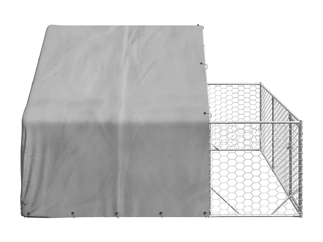 Niche d'extérieur pour chien enclos 3x3x1,9 m acier galvanisé