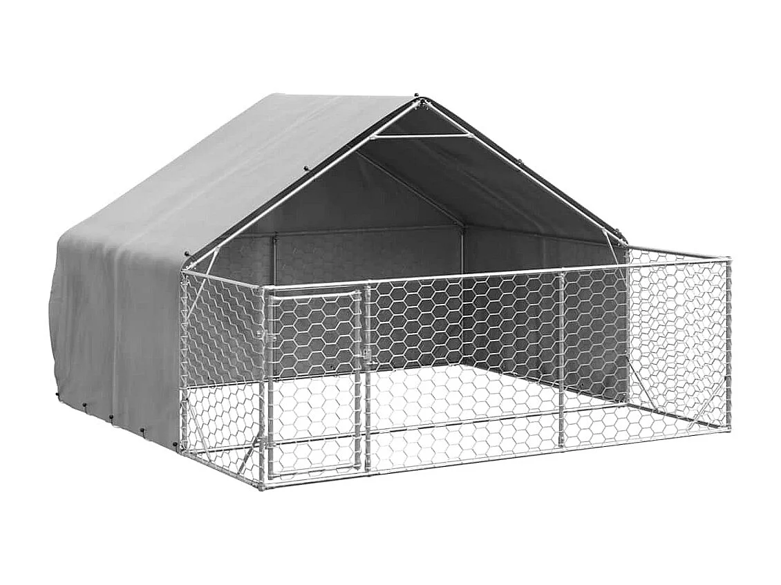 Niche d'extérieur pour chien enclos 3x3x1,9 m acier galvanisé