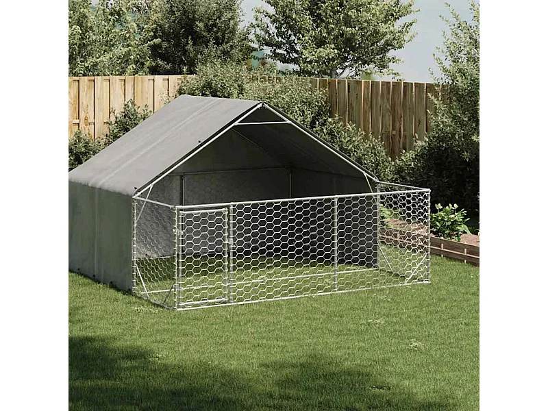 Niche d'extérieur pour chien enclos 3x3x1,9 m acier galvanisé
