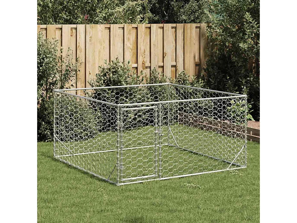 Niche d'extérieur pour chien avec porte, 2 x 2 x 1 m, acier galvanisé