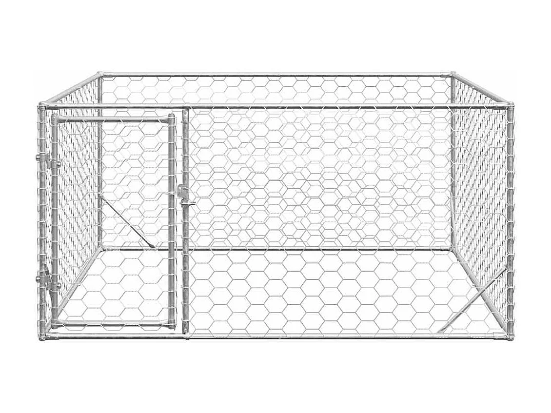 Niche d'extérieur pour chien avec porte, 2 x 2 x 1 m, acier galvanisé