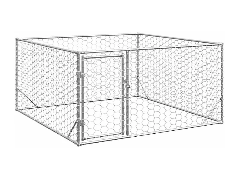 Niche d'extérieur pour chien avec porte, 2 x 2 x 1 m, acier galvanisé