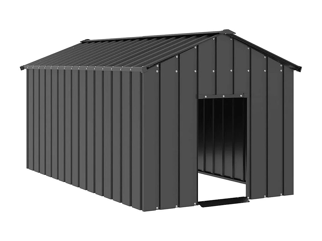 Niche pour chien avec toit noir 114x202x101 cm acier galvanisé