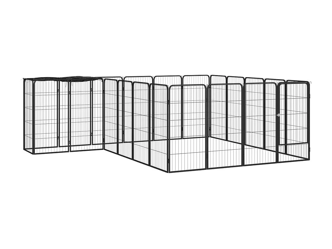 Parc pour chien 22 panneaux Noir 50x100cm Acier enduit de poudre