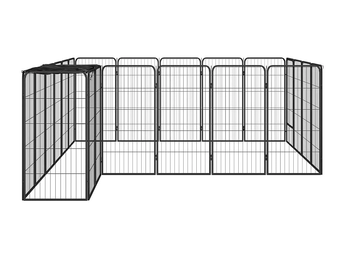 Parc pour chien 22 panneaux Noir 50x100cm Acier enduit de poudre