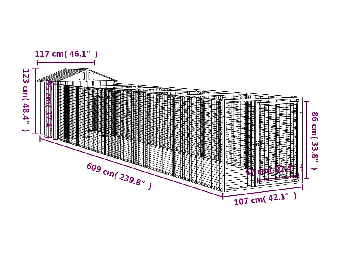 Niche pour chien avec toit anthracite acier galvanisé