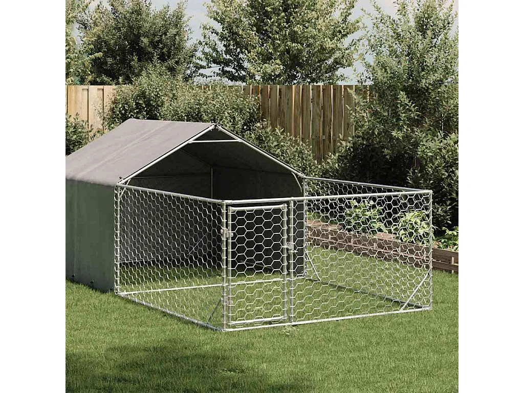 Niche d'extérieur pour chien enclos 5x2x1,5 m acier galvanisé