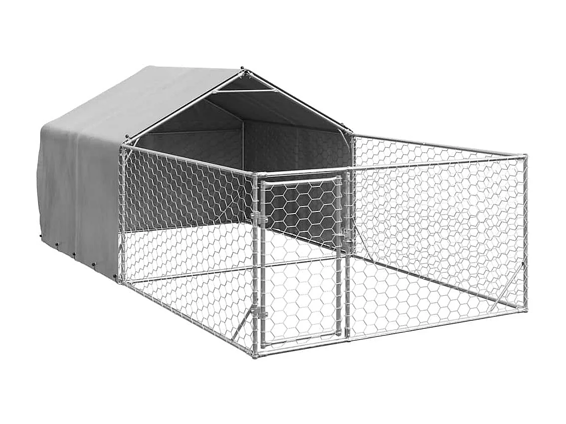 Niche d'extérieur pour chien enclos 5x2x1,5 m acier galvanisé