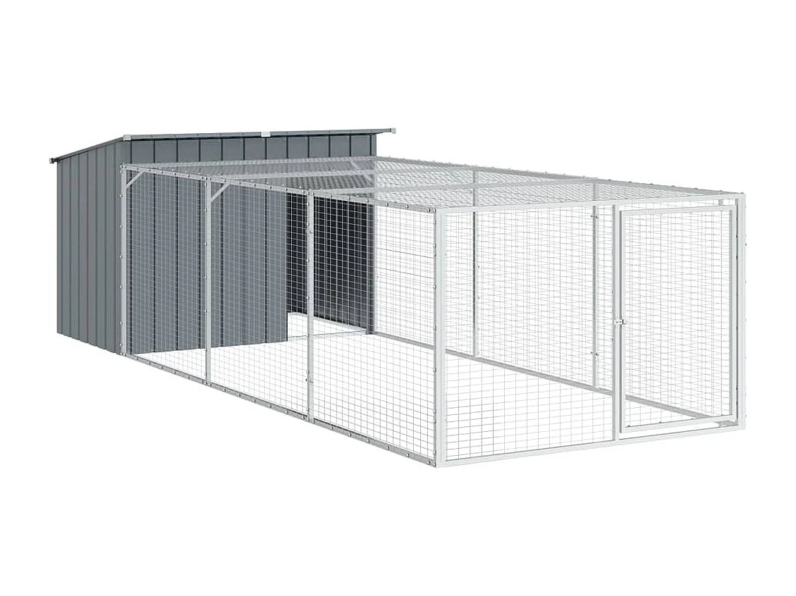 Niche pour chien avec enclos Anthracite 153 x 396 x 110 cm Acier galvanisé