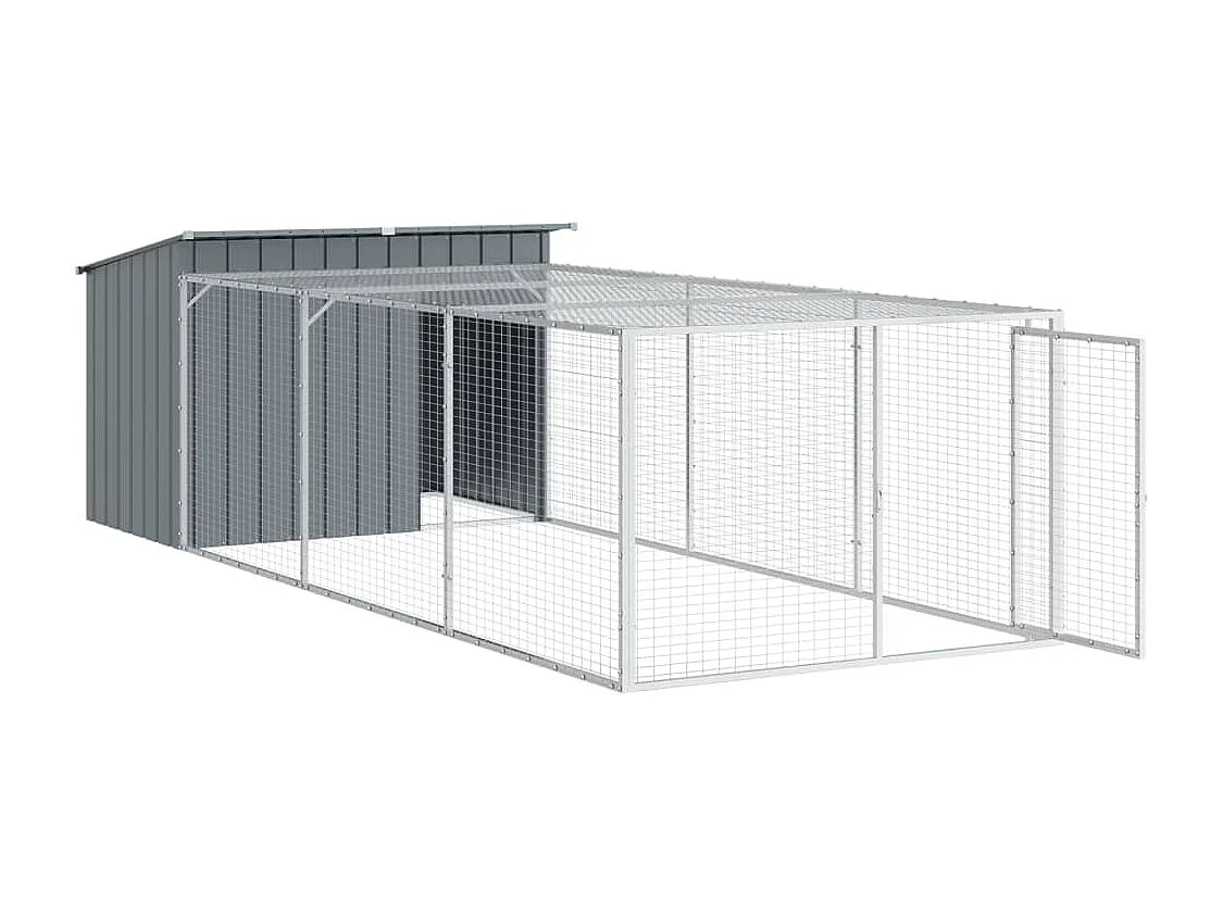 Niche pour chien avec enclos Anthracite 153 x 396 x 110 cm Acier galvanisé