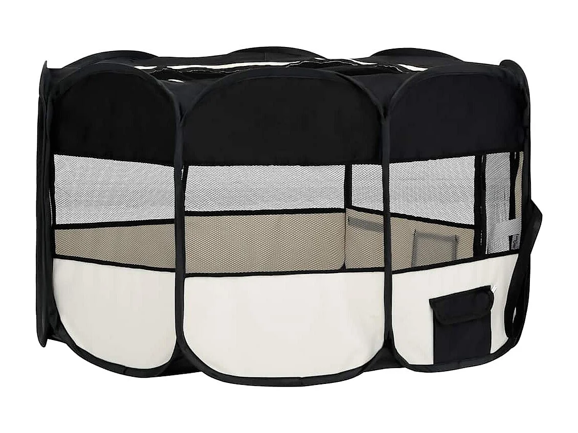 Parc pliable pour chien avec sac de transport Noir 145x145x61cm