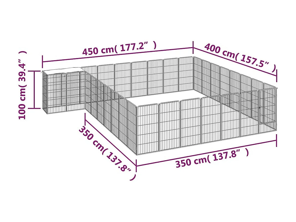 Parc pour chien 34 panneaux Noir 50x100cm Acier enduit de poudre