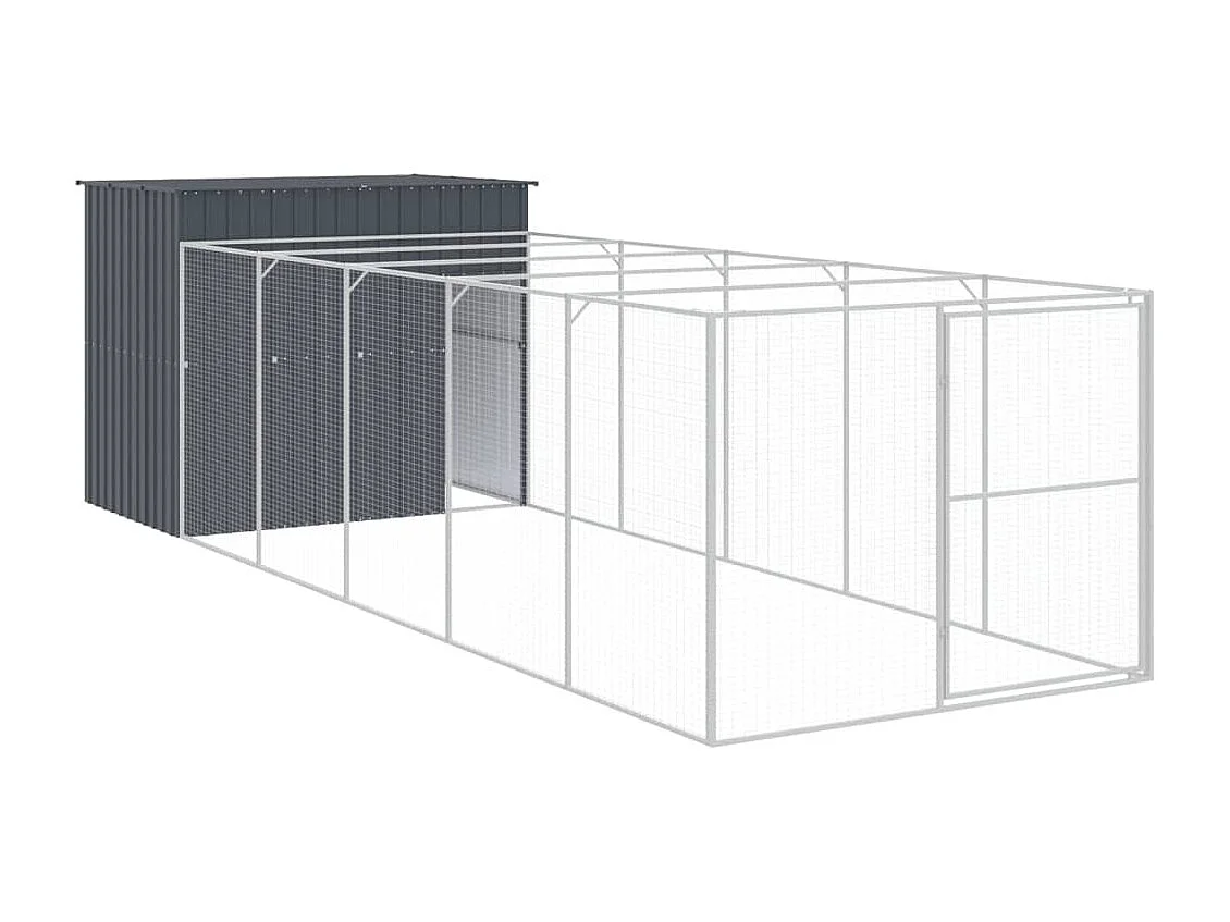 Niche pour chien avec cour anthracite 214x661x181 cm