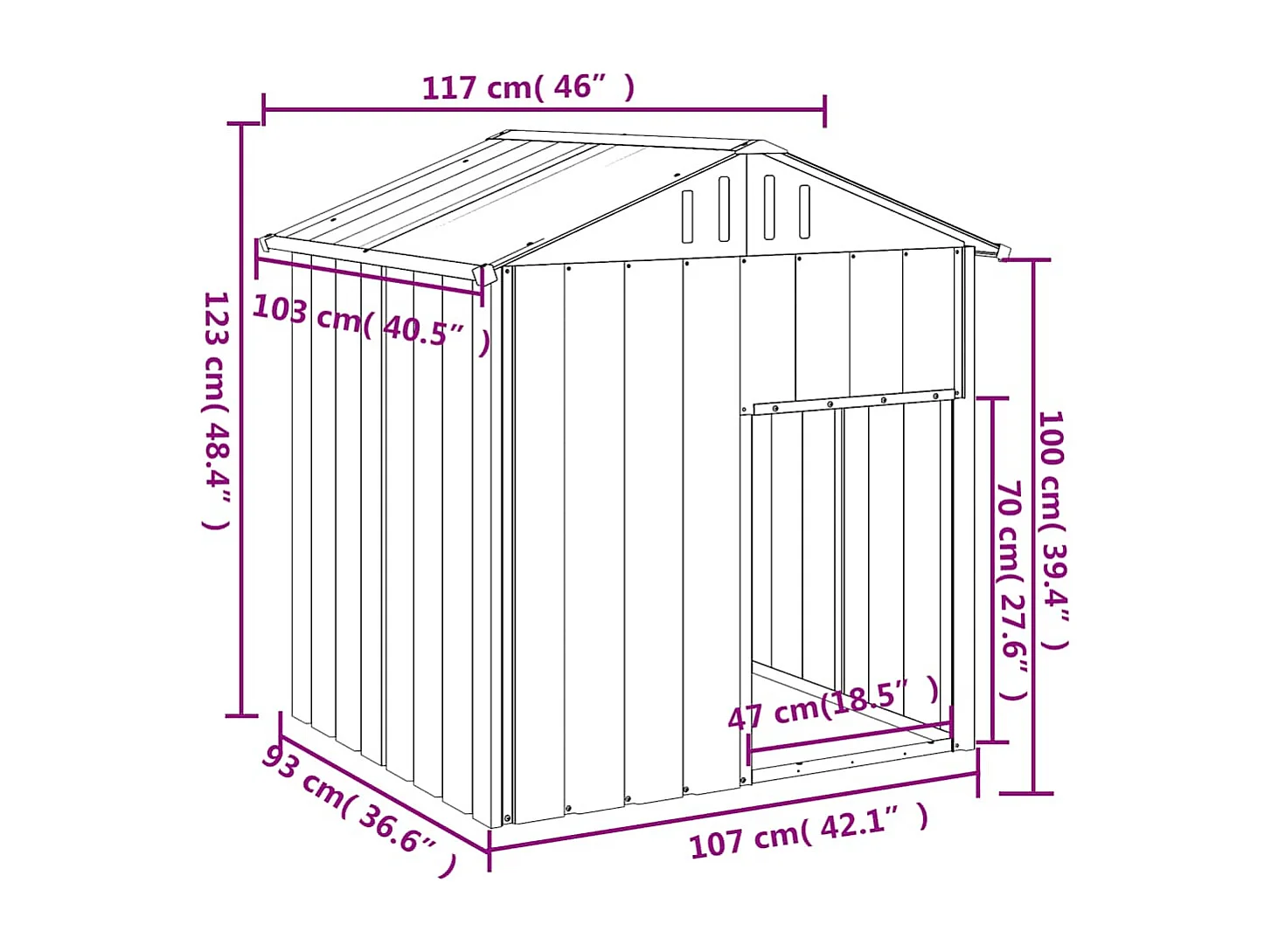 Niche pour chien avec toit gris clair acier galvanisé