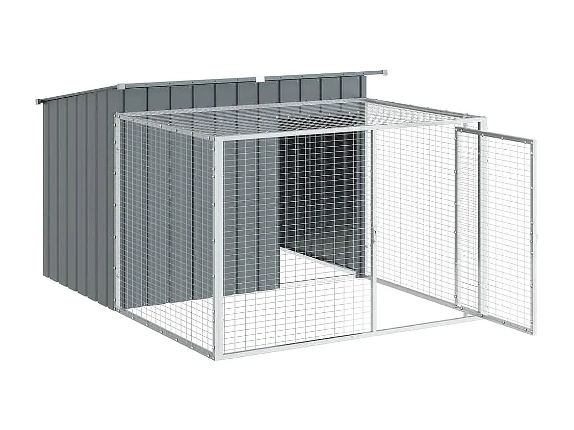 Niche pour chien avec enclos Anthracite 153 x 194 x 110 cm Acier galvanisé