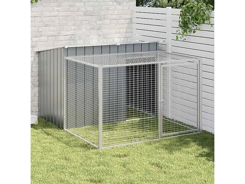 Niche pour chien avec enclos Anthracite 153 x 194 x 110 cm Acier galvanisé