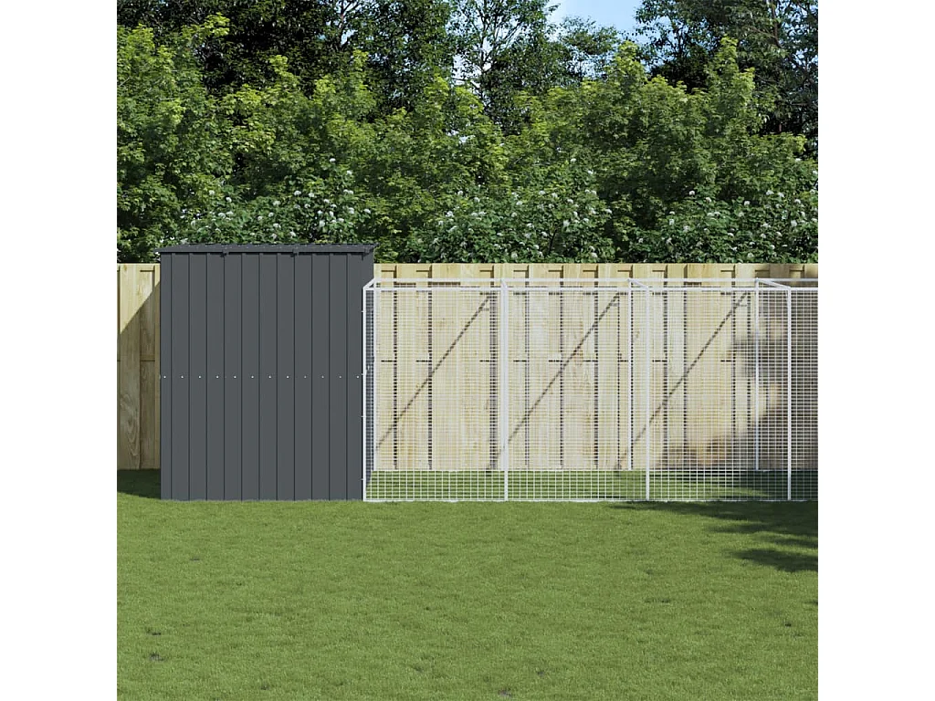 Niche pour chien avec cour anthracite 214x1069x181 cm