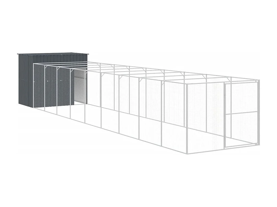 Niche pour chien avec cour anthracite 214x1069x181 cm