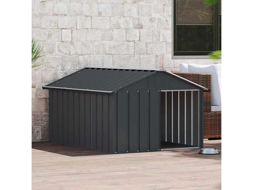 Niche pour chien Anthracite 116,5x153x81,5 cm Acier galvanisé