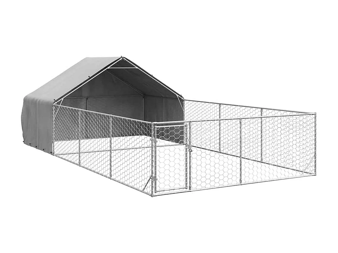 Niche d'extérieur pour chien enclos 7x3x1,9 m acier galvanisé