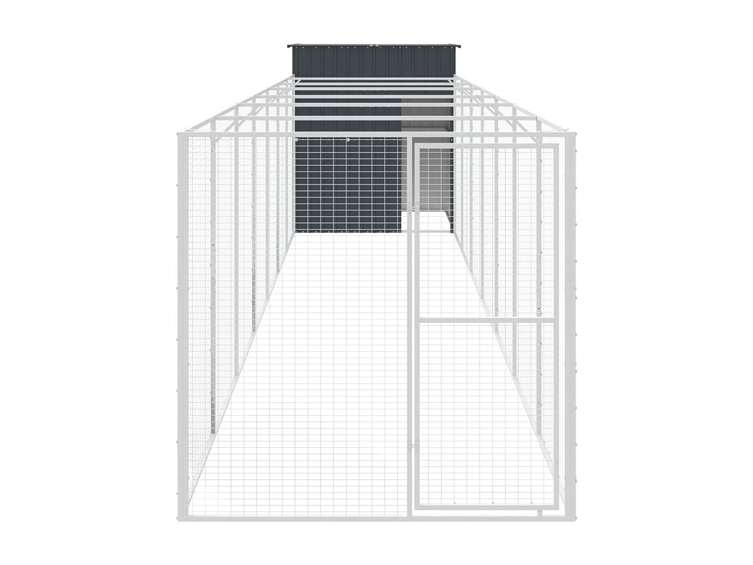 Caseta perros con corral acero galvanizado gris 165x863x181 cm