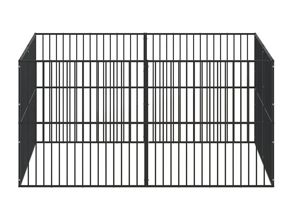 Parc pour chien 8 panneaux noir acier galvanisé