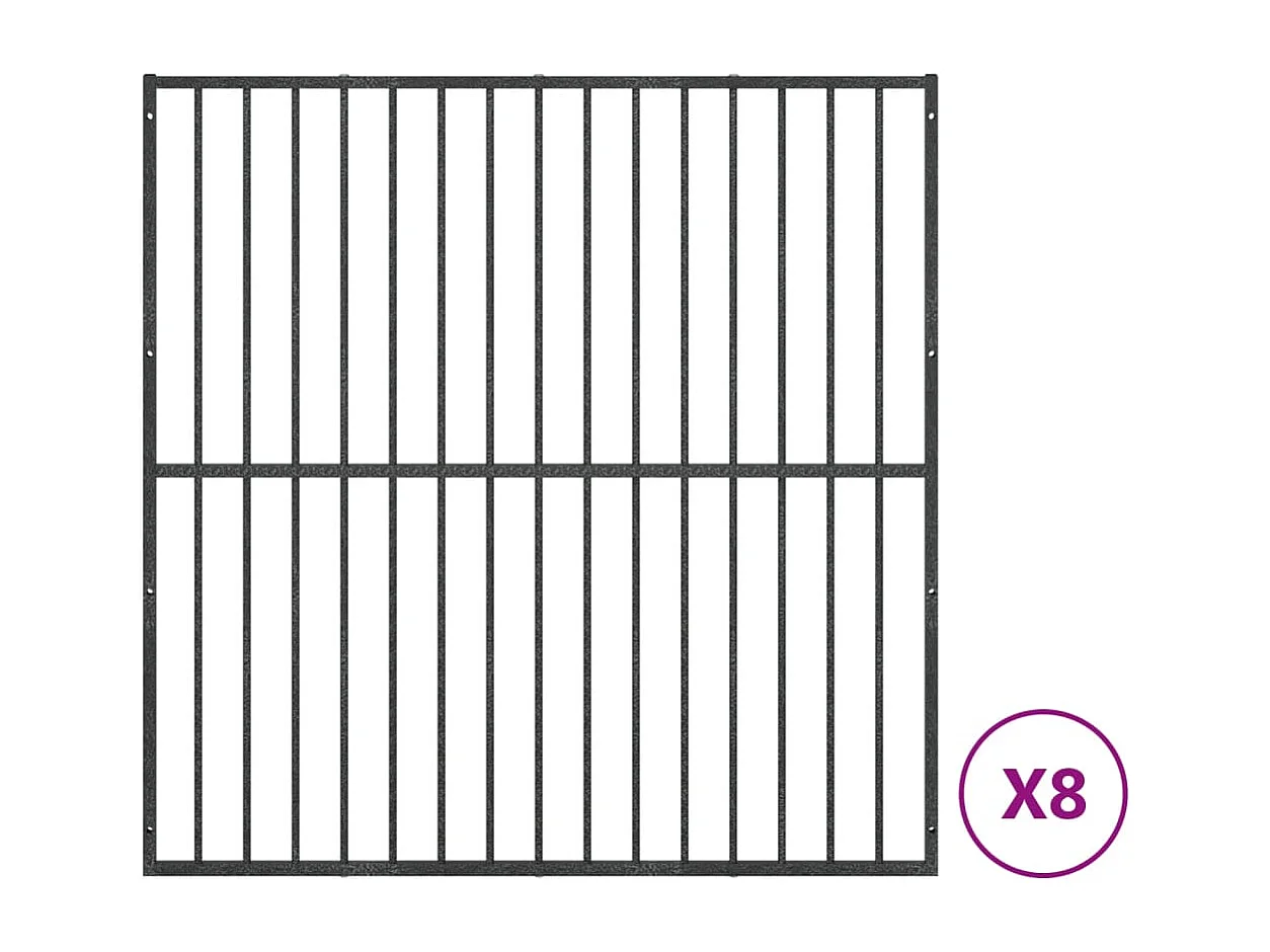 Parc pour chien 8 panneaux noir acier galvanisé