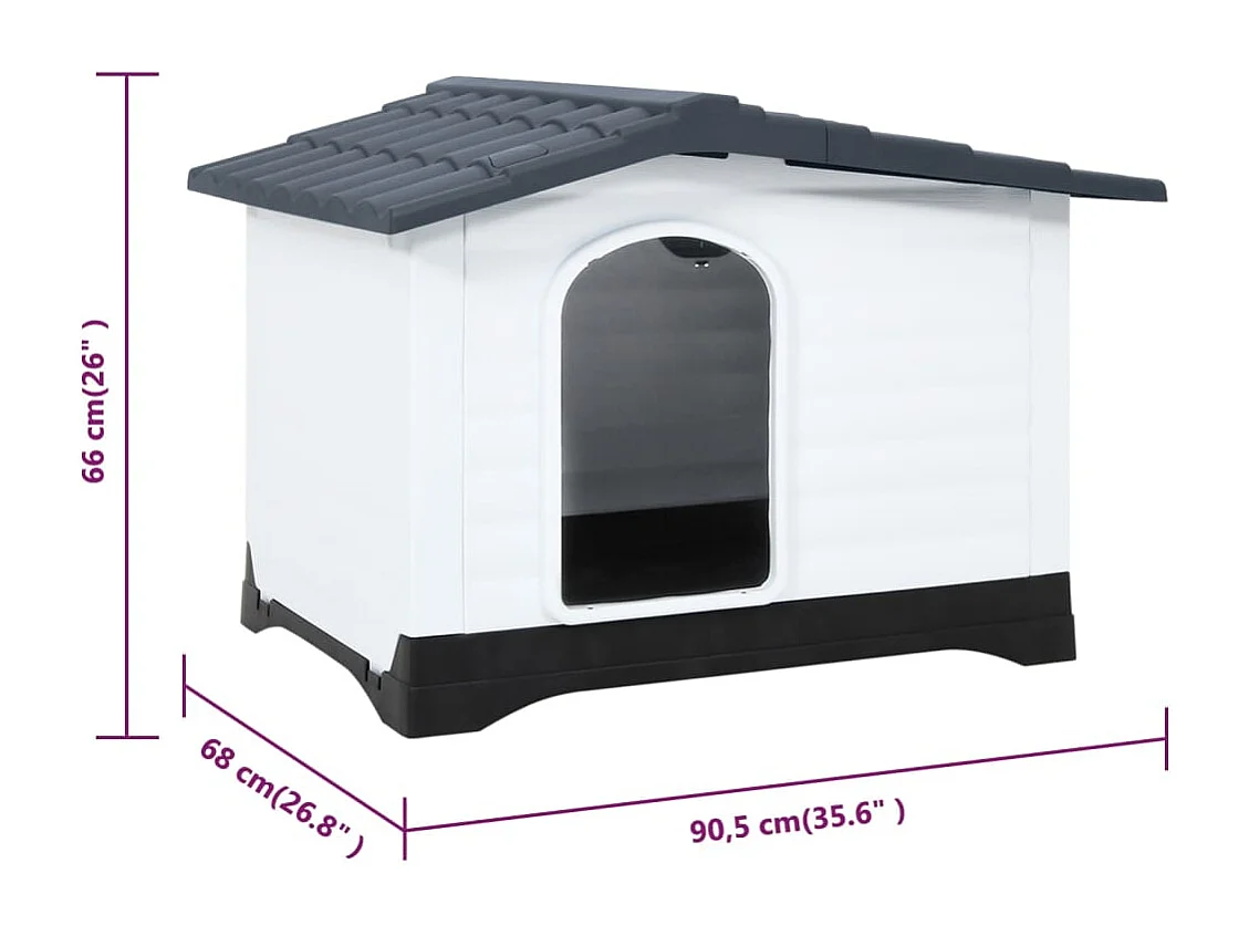 Niche pour chien Gris 90,5x68x66 cm Polypropylène