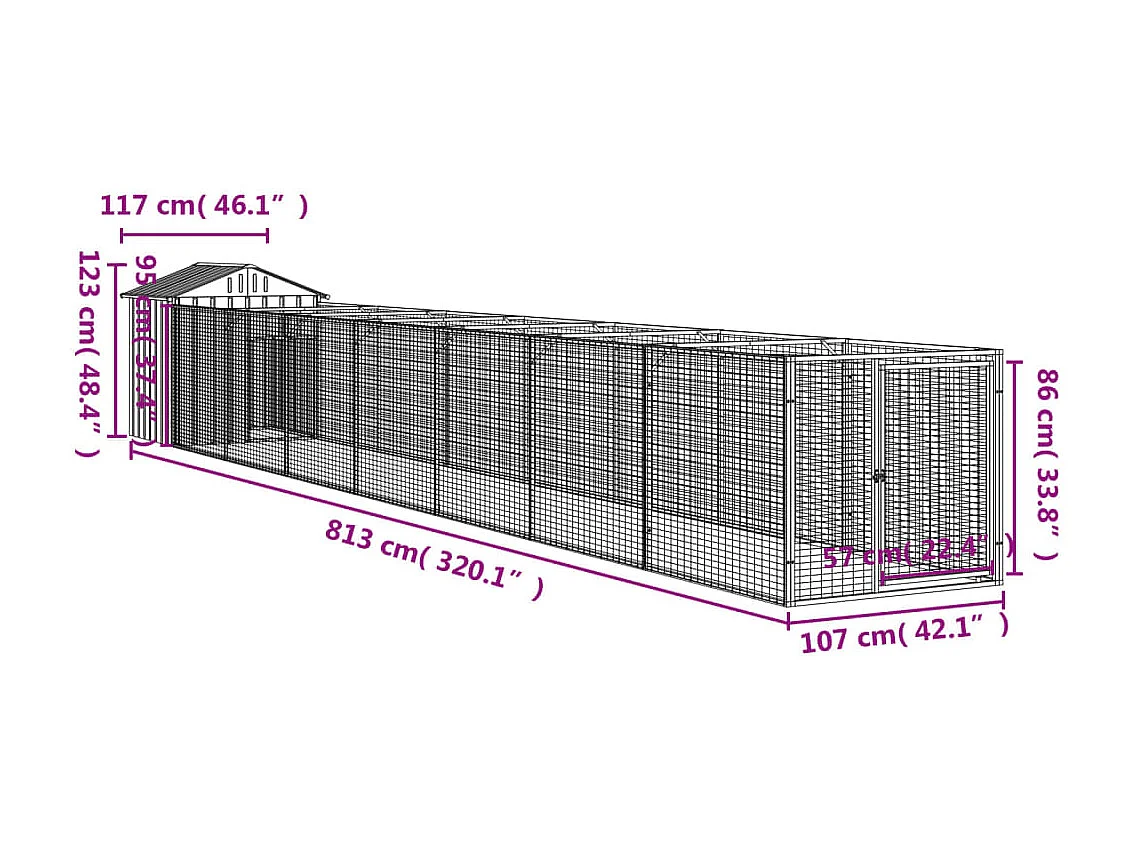 Caseta perros tejado acero galvanizado gris claro 117x813x123cm