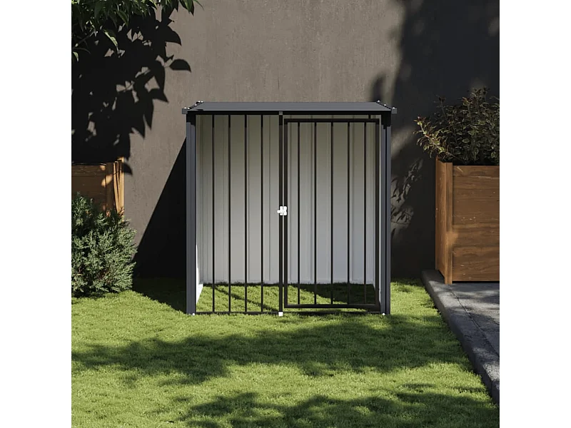 Caseta perros con tejado acero galvanizado negro 110x103x109 cm