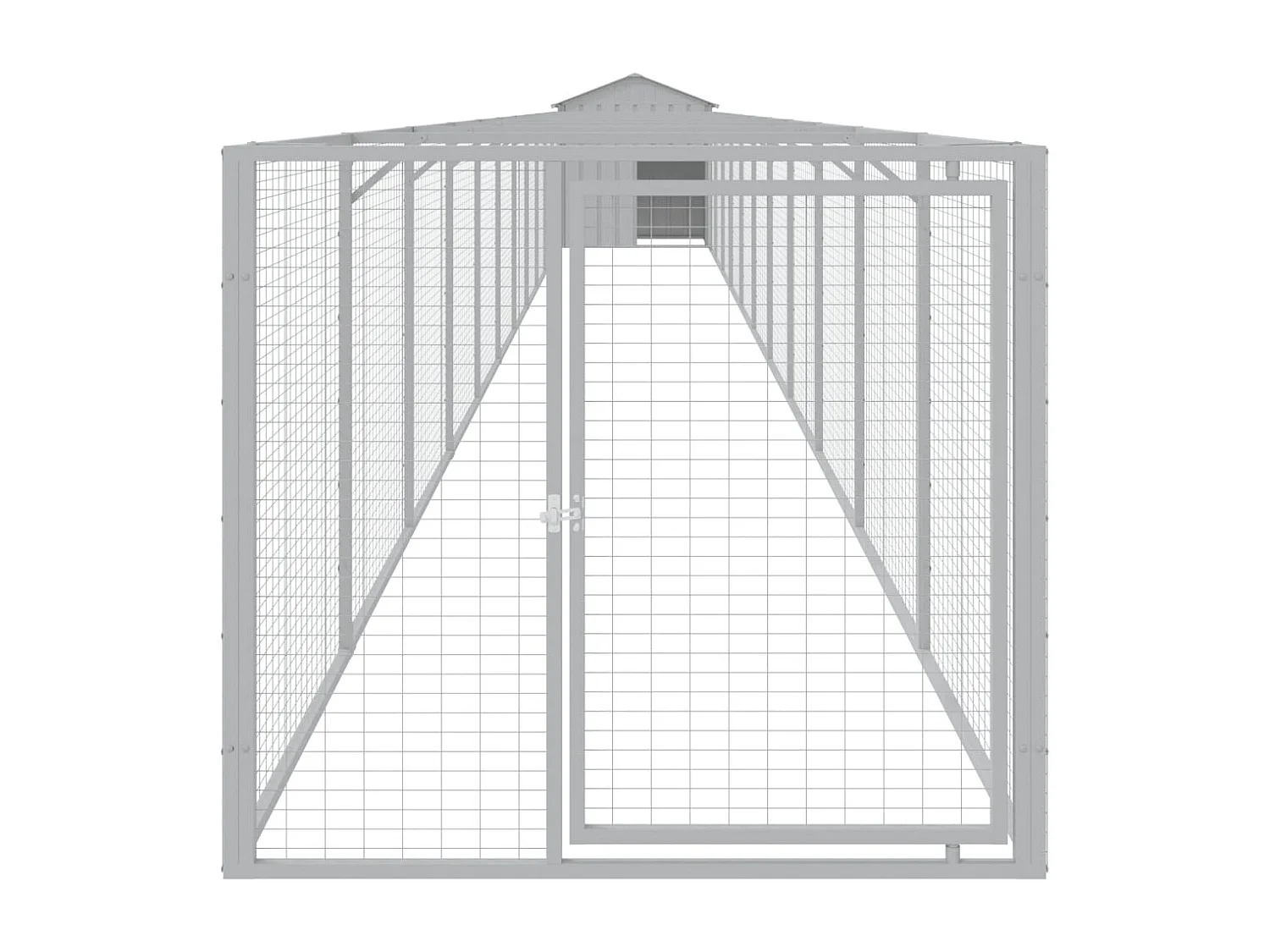 Casota para cães com telhado aço galvanizado cinzento-claro