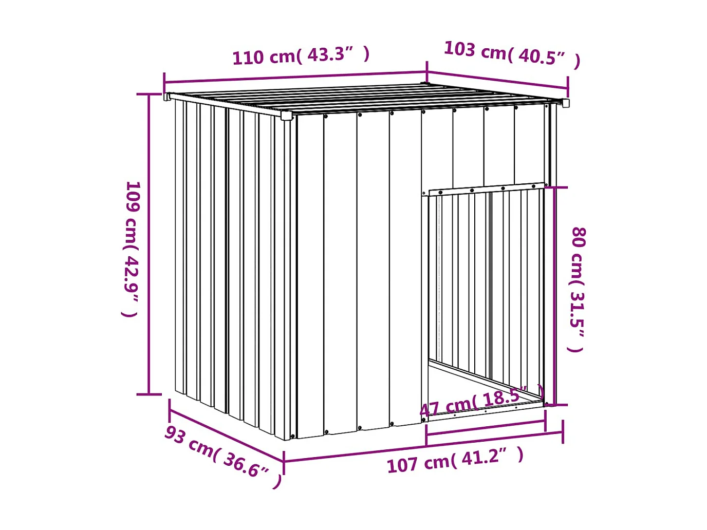 Niche pour chien avec toit gris clair 110 x 103 x 109 cm Acier galvanisé
