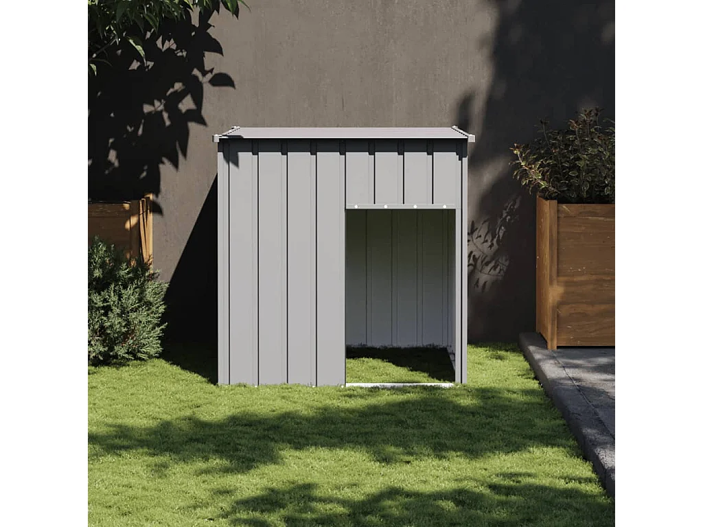 Niche pour chien avec toit gris clair 110 x 103 x 109 cm Acier galvanisé