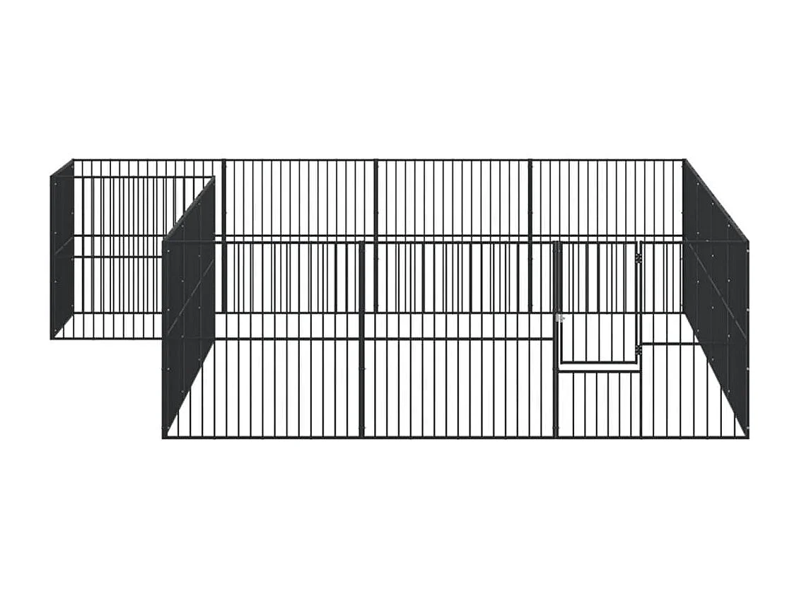 Parc pour chien 16 panneaux noir acier galvanisé