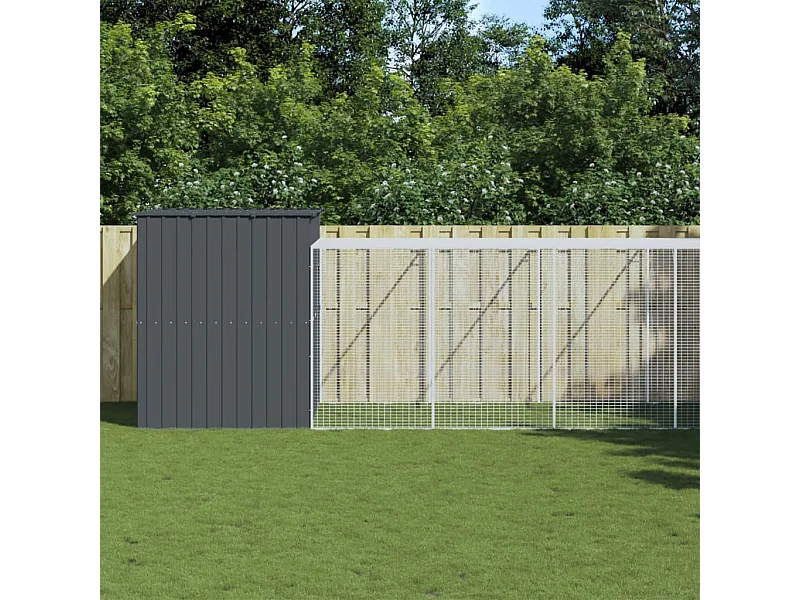 Niche pour chien avec cour anthracite 214x661x181 cm