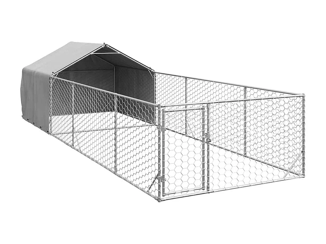 Niche d'extérieur pour chien enclos 6x2x1,5 m acier galvanisé