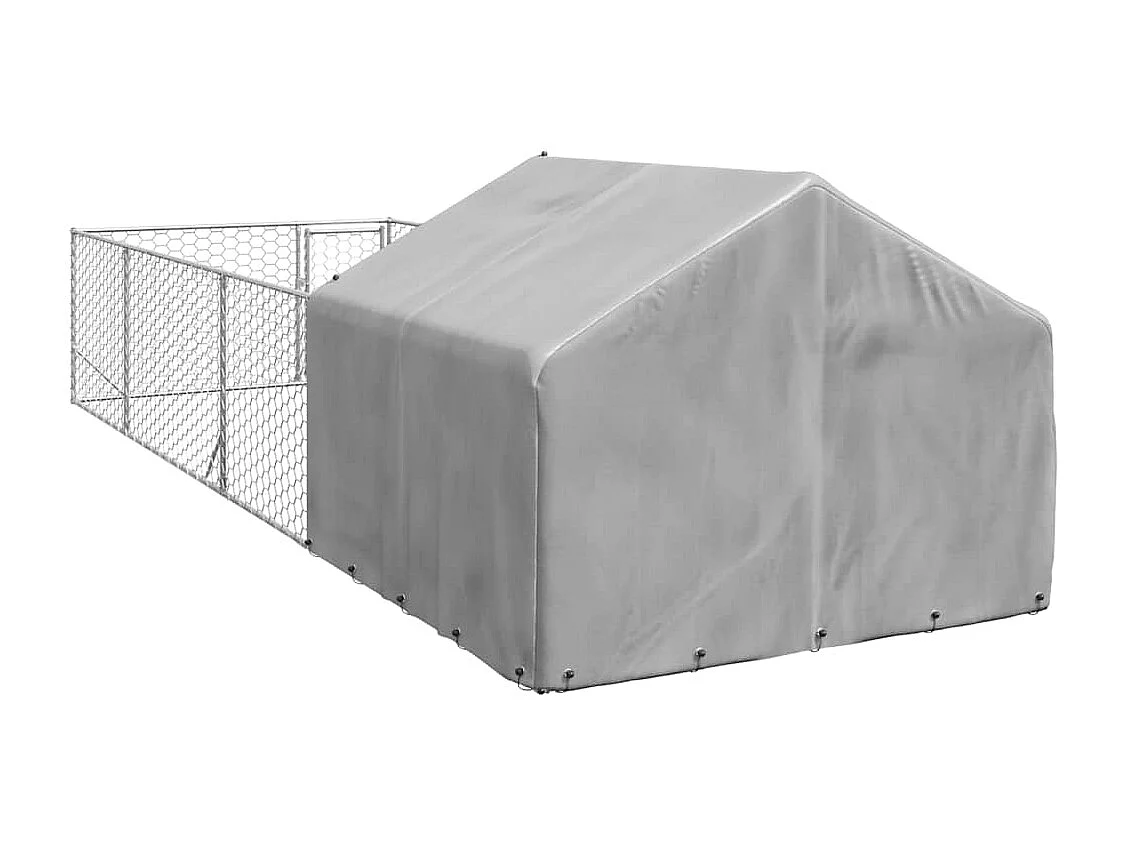 Niche d'extérieur pour chien enclos 6x2x1,5 m acier galvanisé