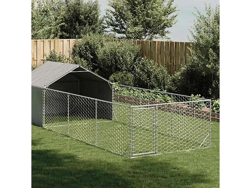 Niche d'extérieur pour chien enclos 6x2x1,5 m acier galvanisé