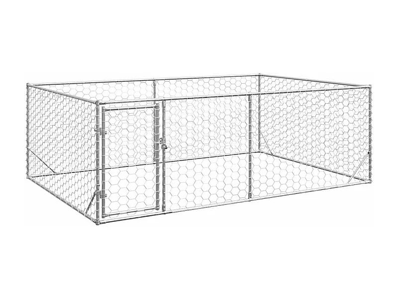 Niche d'extérieur pour chien avec porte, 3 x 2 x 1 m, acier galvanisé