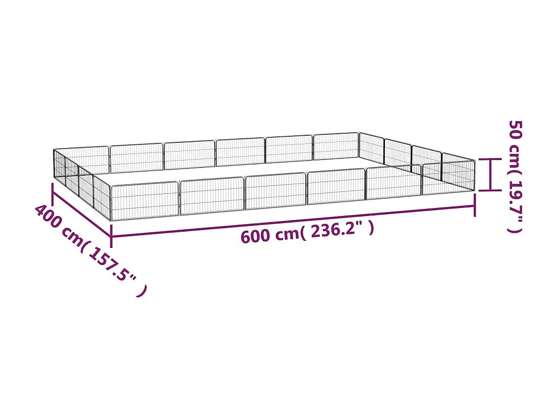 Parc pour chien 20 panneaux Noir 100x50cm Acier enduit de poudre