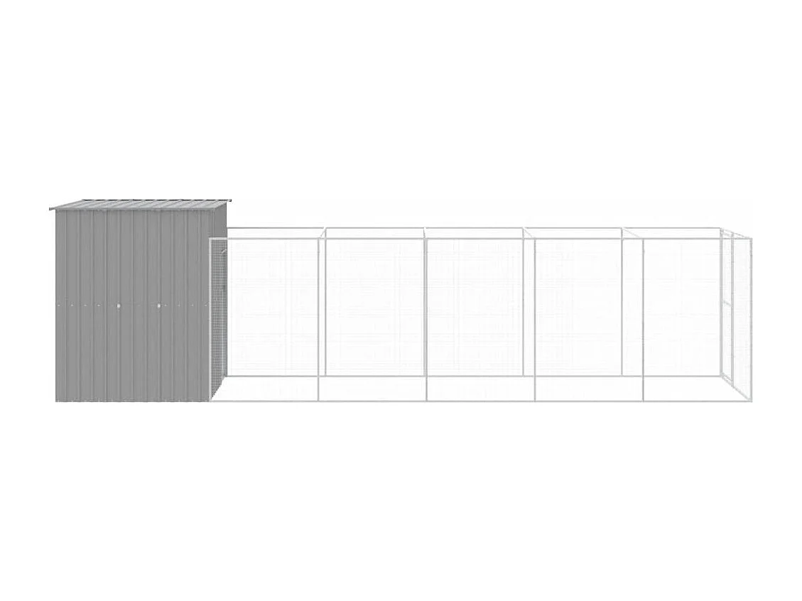 Caseta perros corral acero galvanizado gris claro 165x659x181cm