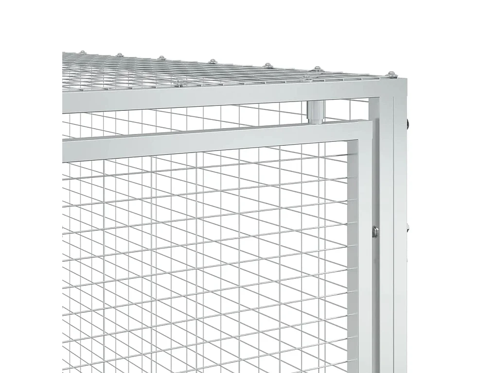 Caseta para perro con corral antracita 197x396x110 cm acero galvanizado