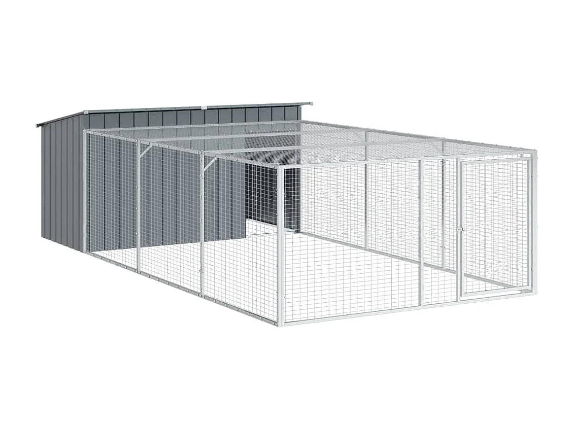 Niche pour chien avec enclos Anthracite 197 x 396 x 110 cm Acier galvanisé