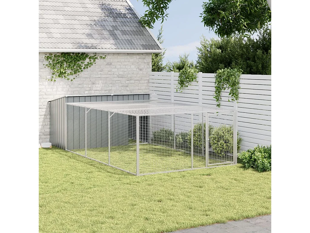 Niche pour chien avec enclos Anthracite 197 x 396 x 110 cm Acier galvanisé