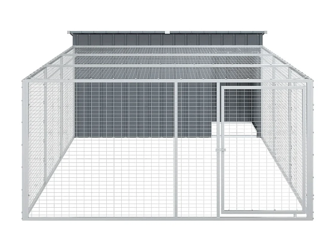 Niche pour chien avec enclos Anthracite 197 x 396 x 110 cm Acier galvanisé