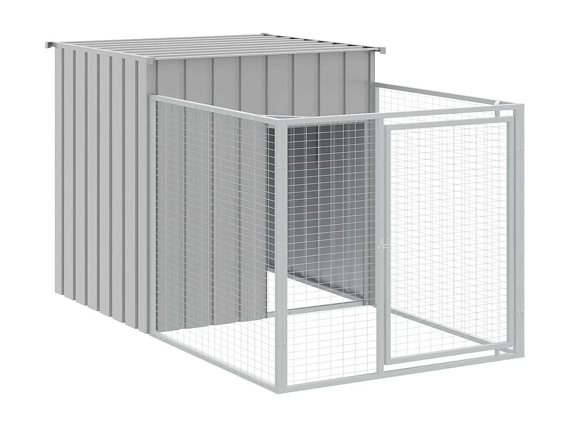 Niche pour chien avec enclos Gris clair 110 x 201 x 110 cm Acier galvanisé